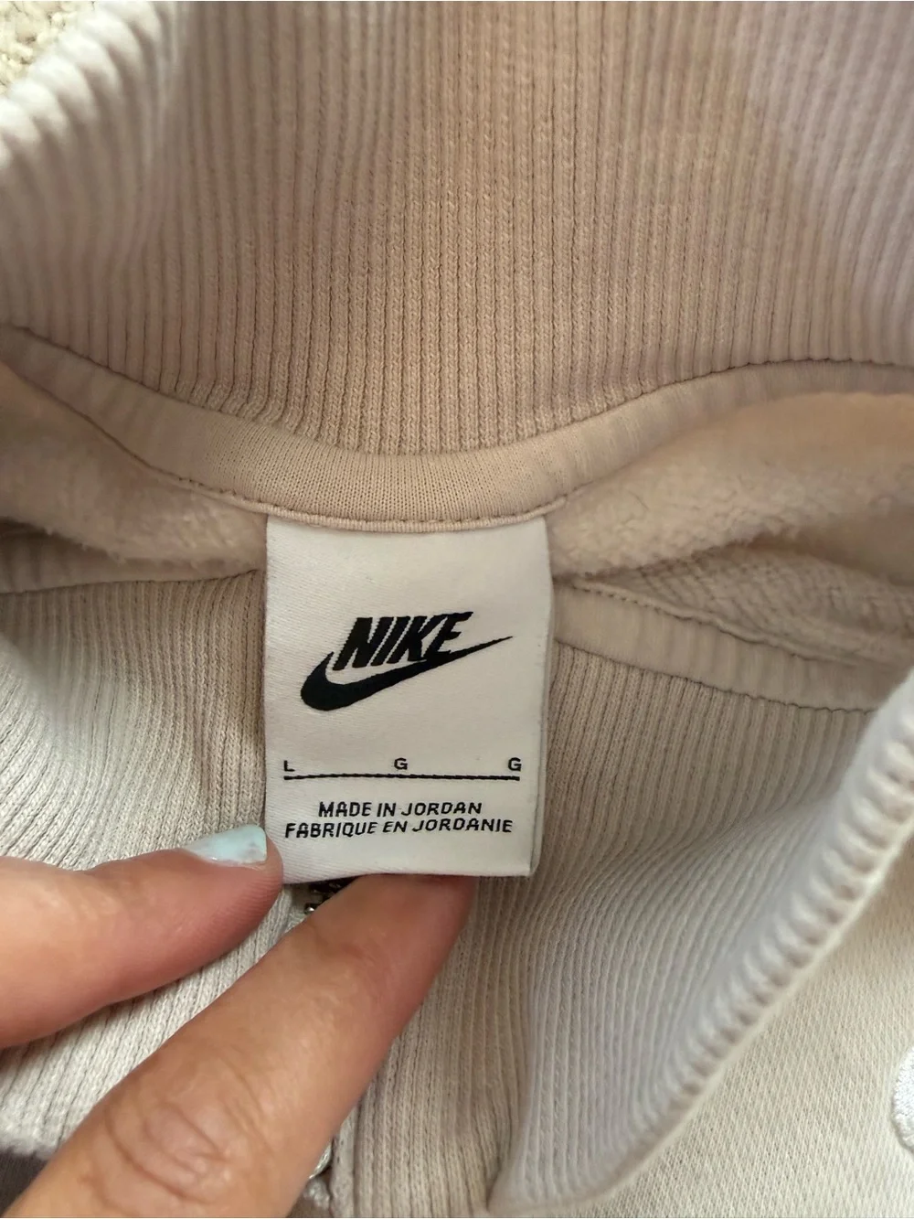 Nike Sportswear Phoenix Fleece Cropped Half Zip Sweatshirt Size Large Cream